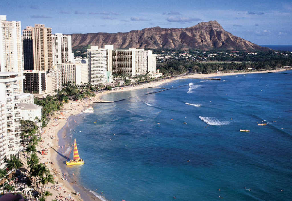 Waikiki Beach at Hawaii.